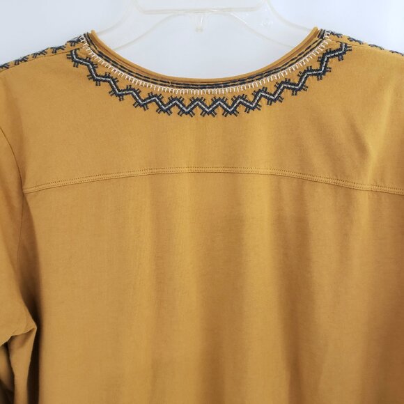 Johnny Was Tunic Top LARGE Dark Mustard Embroidered Floral 3/4-Sleeve #J13019-7 - Picture 8 of 10